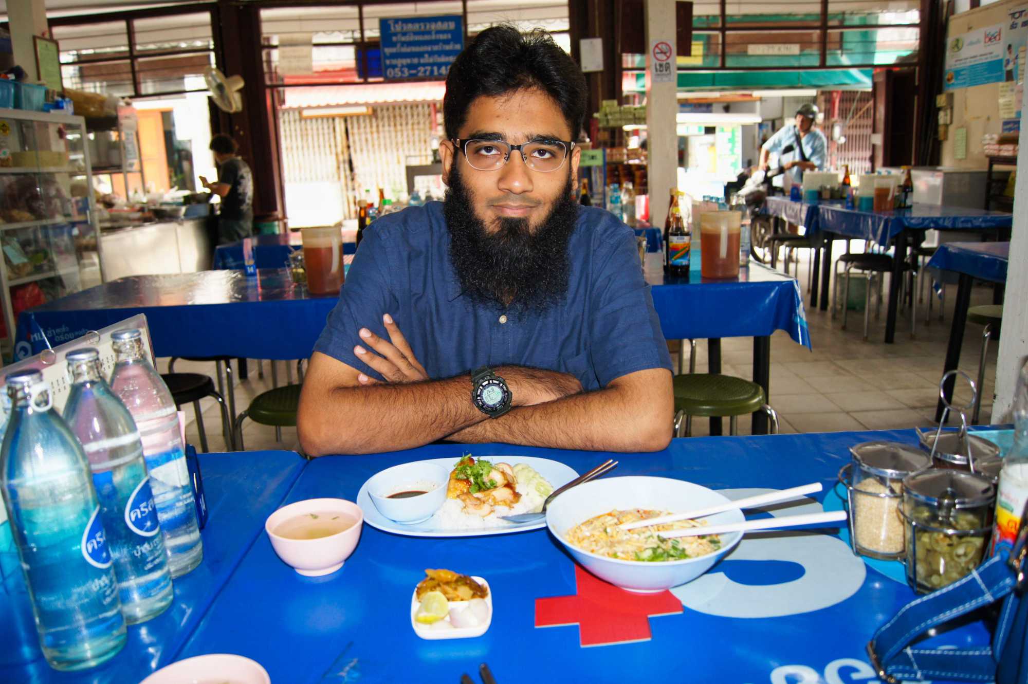 Muslim Eating Breakfast at Chiang Mai Hilal Restaurant